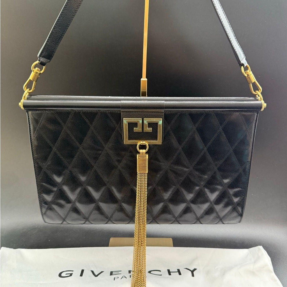 Givenchy Black Quilted Shoulder Bag with Gold Tassel
